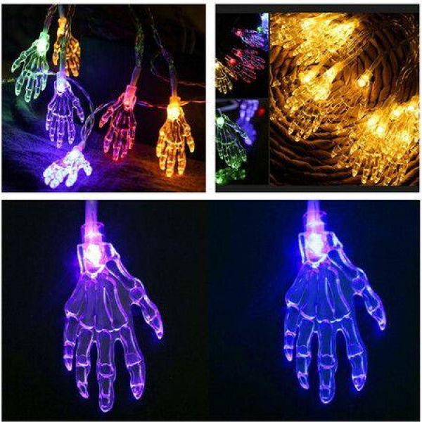 30 LED 4.5M Colorful Halloween Decor String Light Hand Bone Shape String Lights For Home Garden Decoration.