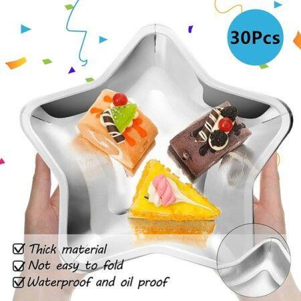 30 Pieces Star Shaped Thick Paper Plates Pentagram Party Disposable Plates For Graduation Independence Day Wedding Birthday