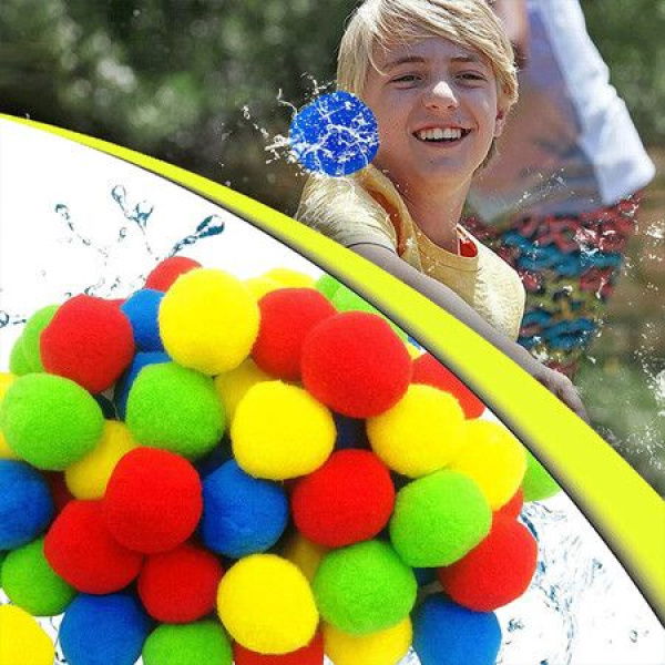 30 Water Balls Reusable Cotton Balls For Water Fight Outdoor Splash Summer Fun Toys For Kids (3 Colors)