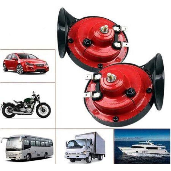 300dB Car Horn 12V Waterproof Double Horn For Trucks Ships - 2 Pcs (red)