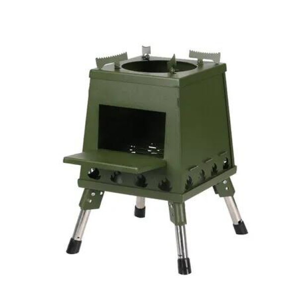 300mm Green Camping Firewood Cooking Stove Outdoor Picnic Heater Folding Cast Steel Stove
