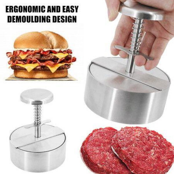 304 Stainless Steel Hamburger Maker Press Round Shape Non-Stick Chef Cutlets Hamburger Meat Beef Grill Press Patty Maker Mold