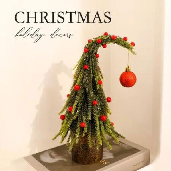 30cm Christmas Tree Decor, Green Tree Xmas Decorations for Themed Party Indoor Outdoor Living Room Home