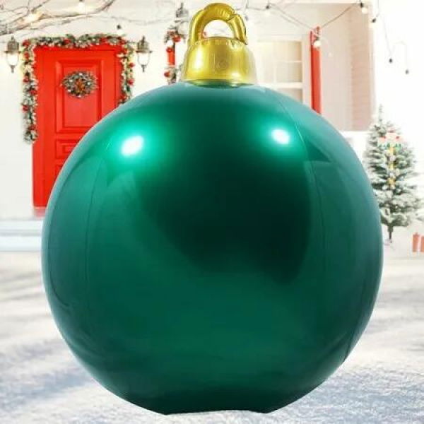 30cm Inflatable Christmas Ornament Outdoor PVC Inflatable Decorated Ball for Holiday Party Garden Yard Indoor Xmas Decorations (Green)