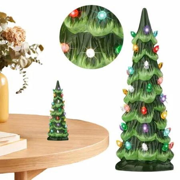 30cm Resin Christmas Trees With Led Lights Table Top Christmas Tree,Light Up Holiday Decoration Christmas Decoration Perfect Christmas Gift
