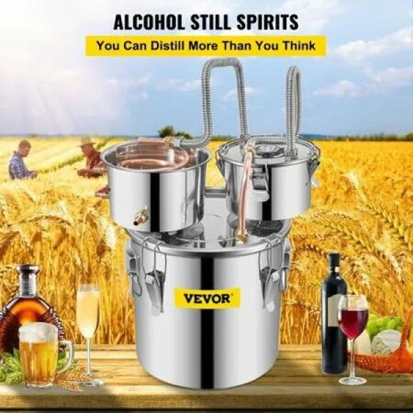 30L 8Gal Alcohol Distiller Water Spirit Boiler Home Brew Copper Alcohol Still