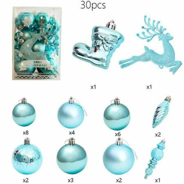 30Pcs Christmas Tree Balls Ornaments for Party Festive Decor Color Blue