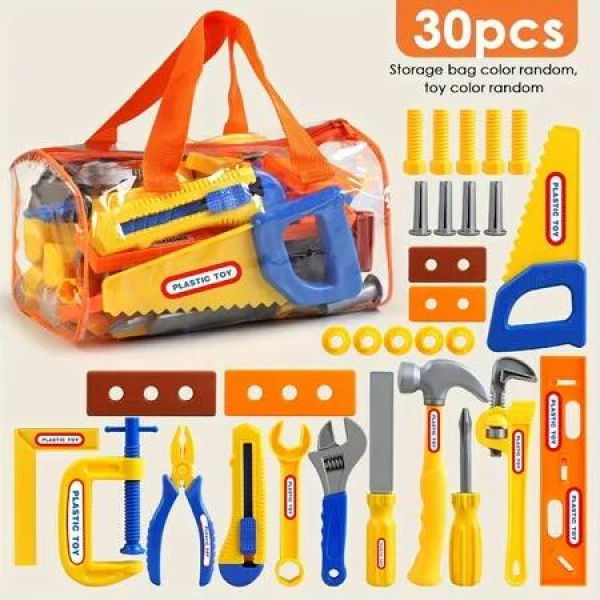 30pcs Kids Simulation Large Screw Repair and Storage Tool Toys Boys Playhouse Set Hand-eye Coordination Toys,Christmas Birthday Gift