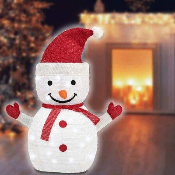 30x70cm Lighted Christmas Snowman, 40-LED Lighted, Battery Operated Lawn Decoration Christmas Decorations Indoor Outdoor