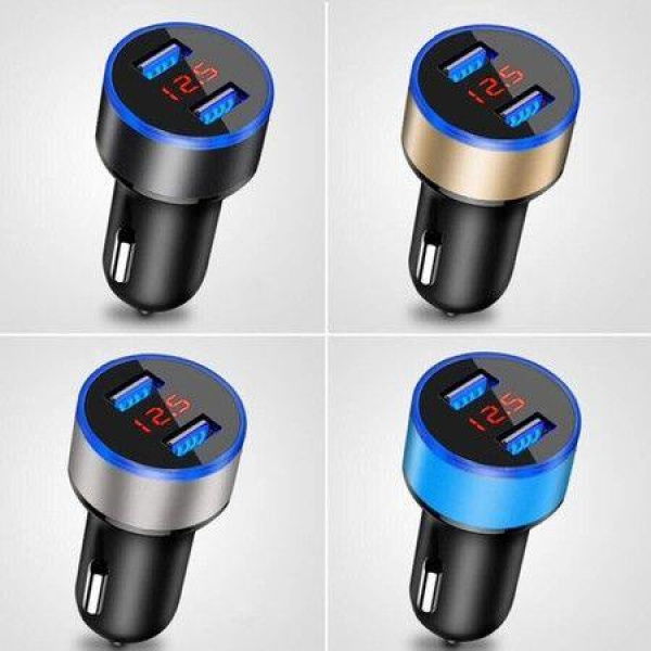 3.1A Dual USB LED Car Charger With Blue Indicator Light. Multi-protection Universal For 12V/24V Vehicles.