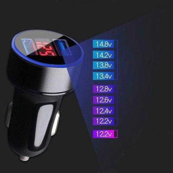 3.1A Dual USB LED Car Charger With Blue Indicator Light. Multi-protection Universal For 12V/24V Vehicles.