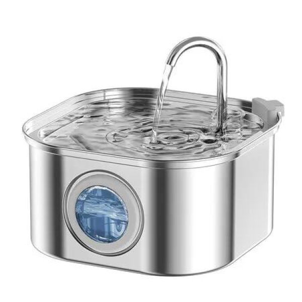 3.2L Cat Water Fountain, Pet Water Fountain for Cats and Dogs Indoor, Stainless Steel Cat Drinking Fountains with Water Level Window