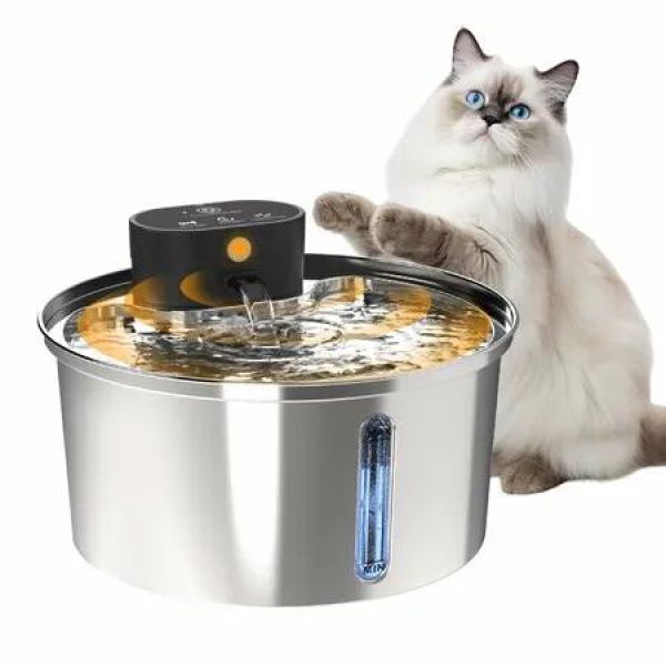 3.2L Wireless Pet Water Fountains for Cats Indoor,Stainless Steel Cordless Automatic Dog Drinking Dispenser