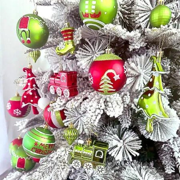 34 PCS Grinch Christmas Ball Pendant Set Ideal For Christmas Tree Decorations And Festive Events