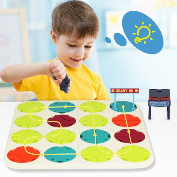 34 Pcs Logical Road Builder Games Montessori Brain Teaser Puzzles Maze Track Rail Building Construction Toys Age 3+ (Dinosaur)