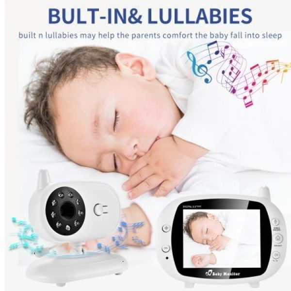 3.5-inch Video Wireless Baby Monitor VOX Security Camera Nanny IR Night Vision Voice Call Babyphone With Temperature Monitoring.