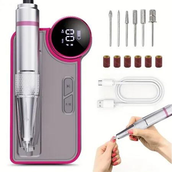 35000RPM Nail Drill Machine Rechargeable Nail File Nails Accessories Gel Nail Polish Sander Professional Tool Manicure Color Grey