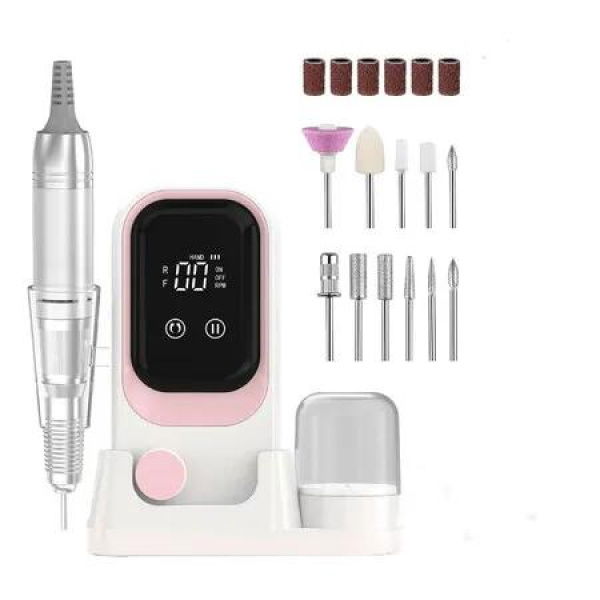 35000RPM Nail Drill Professional Electric Nail Drill Kits with Bits,Base Purple Portable Nail E File Machine for Remover Gel Nail Polish Acrylic-Pink