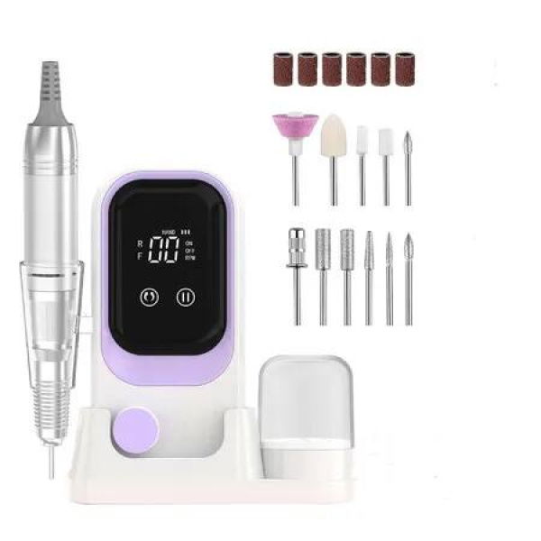 35000RPM Nail Drill Professional Electric Nail Drill Kits with Bits,Base Purple Portable Nail E File Machine for Remover Gel Nail Polish Acrylic-Purple