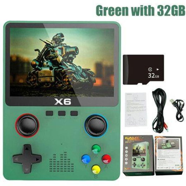 3.5Inch IPS Screen Handheld Game Player Dual Joystick 11 Simulators GBA Video Game Console for Kids Gifts Col Green