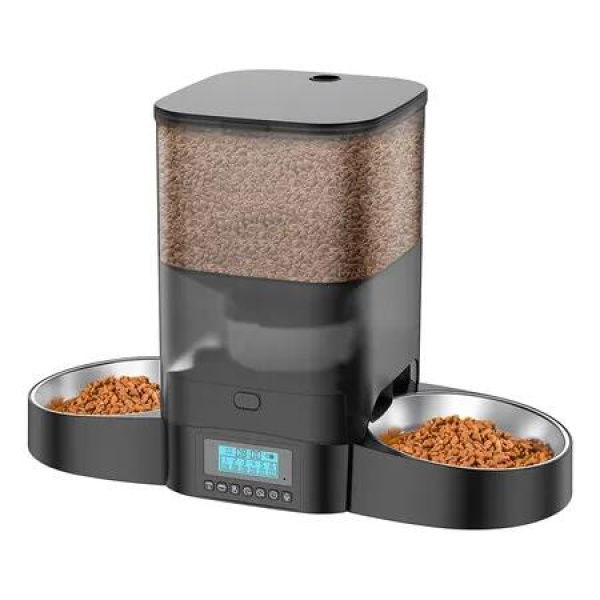 3.5L Automatic Cat Feeder for Two Cats, Cat Food Dispenser with Stainless Steel Bowl, Timed Cat Feeder Programmable 1 to 6 Meals Control