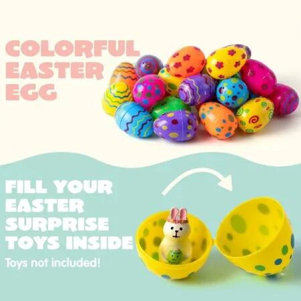 36-Pack Printed Easter Eggs: Bright and Colorful Eggs for Easter Hunts, Parties, and More