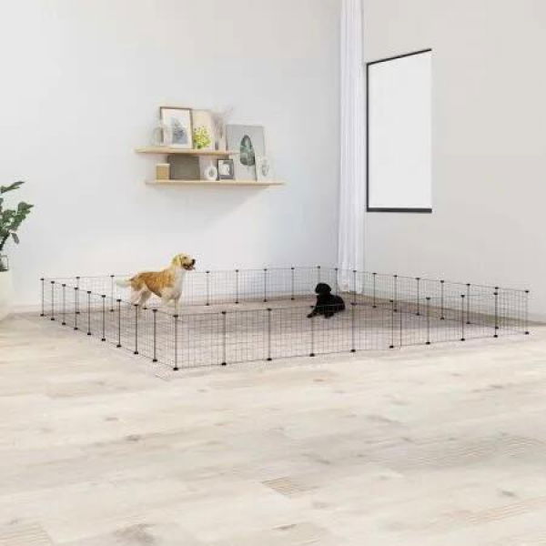 36-Panel Pet Cage with Door Black 35x35 cm Steel