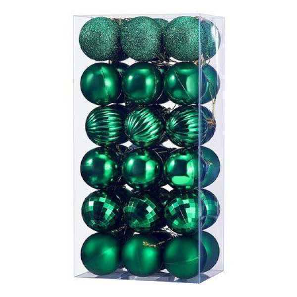 36 Pieces Christmas Ball Ornaments, Christmas Decorations Tree Balls for Tree Ornaments Holiday Wedding Party Decoration Hooks 1.57 Inch (Green)