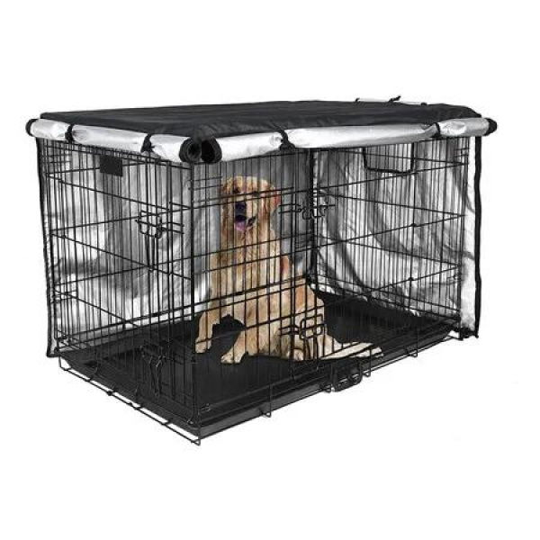 36' Waterproof Double-Door Dog Crate Cover with Air Vent Window for Indoor Dog Kennel