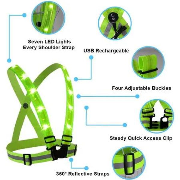 360Â° LED Reflective High Visibility Vest and Belt: Enhanced Safety and Visibility for Running, Cycling, Outdoor Activities