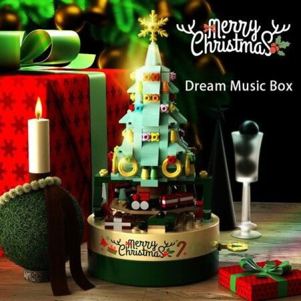 360 Pcs Christmas Building Blocks Set Christmas Tree Music Box Room Desktop Decorations For Adults Kids Party 6+