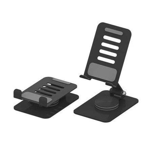 360° Rotating Cell Phone Stand Adjustable Foldable Desktop Phone Holder (Black)