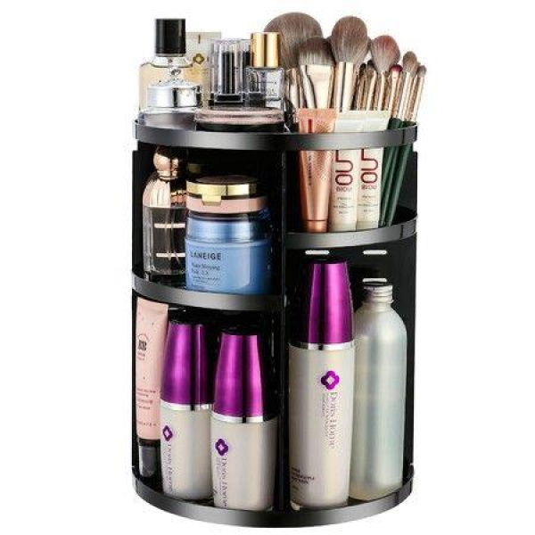 360° Rotating Makeup Perfume Organizer Large Capacity Beauty Organizer For Dresser Bedroom Bathroom Countertop Color: Black.