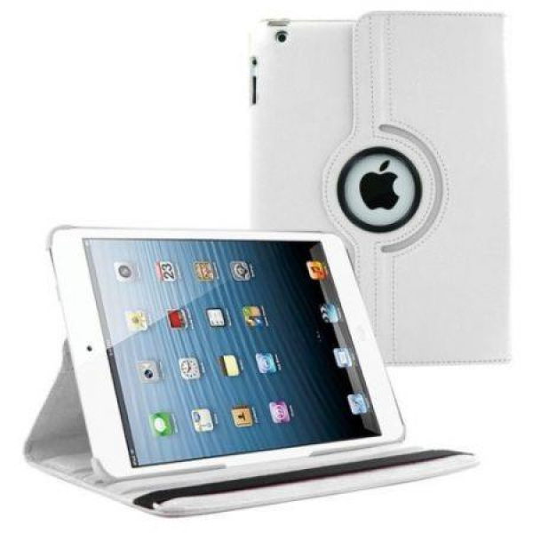 360 Rotating PU Wake/Sleep Leather Case Skin Cover For IPad Air 2 - White.