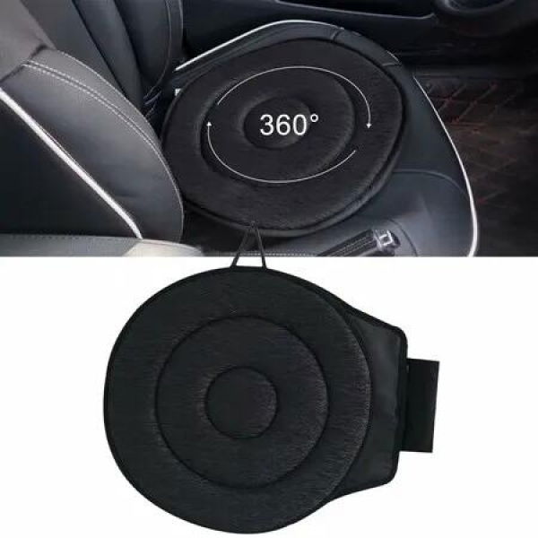 360 Rotating Seat Cushion for Car,Swivel Seat Cushion for Car for Elderly,360 Degrees Swivel Car Seat for Elderly Support,Non Slip,Memory Foam,Ergonomic Design (Black)