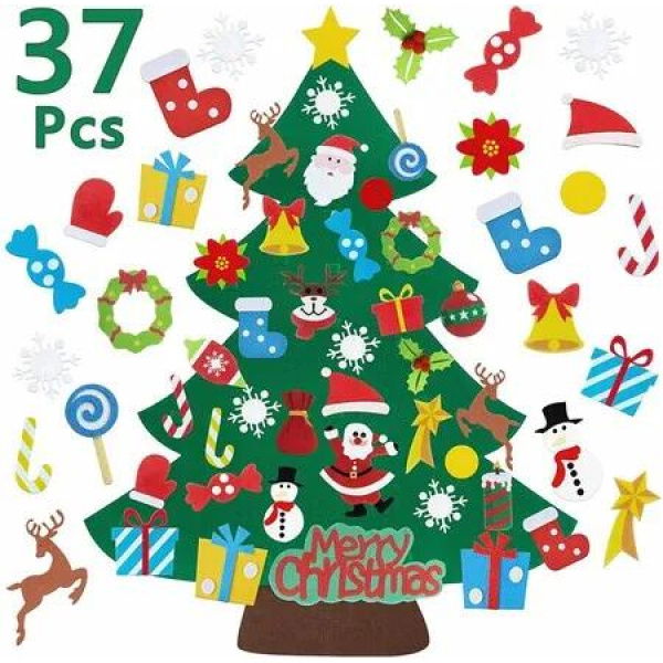 37 PCS DIY Christmas Tree Wall Decoration Set Detachable Ornaments for Kids Holiday Party Essentials Christmas Gift