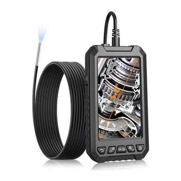 3.9mm 5 inch IPS Screen Endoscope Camera, 1080P Borescope Inspection Camera with 5 Meters Semi Rigid Flexible Cable