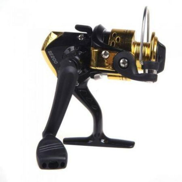 3BB Ball Bearings Left/Right Interchangeable Collapsible Handle Fishing Spinning Reel SE200 5.2:1 Golden And Black.