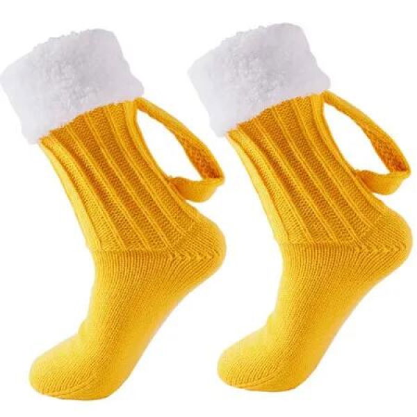 3D Beer Socks,Funny Socks For Men And Women,Novelty Beer Lover Gifts,Christmas,Birthday,Valentine'S Day Gift Ideas,Best Gifts Color Yellow
