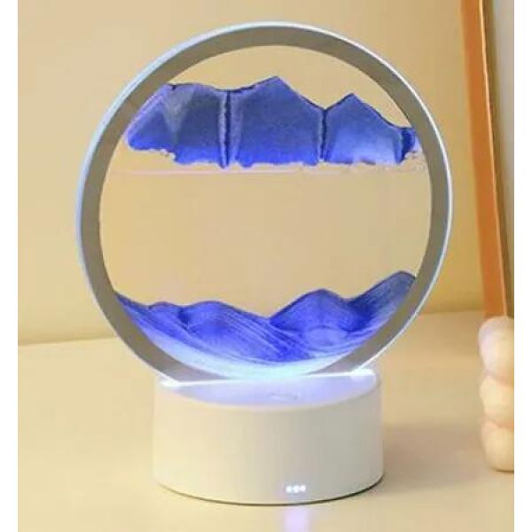 3D Kinetic Sandscape with Lighting - Blue Motion Display for Office and Home DÃ©cor