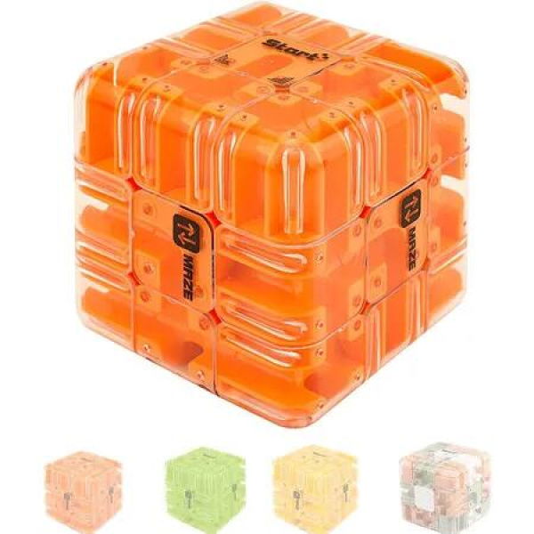 3D Labyrinth Puzzle Maze Cube, Engaging Brain Teaser Toy, Improve Spatial Recognition and Cultivate Logical Thinking (Orange)
