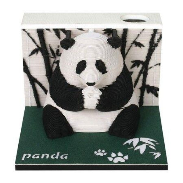 3D Memo Pad Paper Carving Art Panda Notepad with Holder Note Pad DIY Paper Card Crafts 3D Notepad Desk Decoration