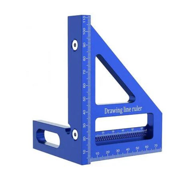 3D Multi Angle Measuring Ruler, Miter Triangle Ruler High Precision Layout Measuring Tool, Blue, Metric, mm