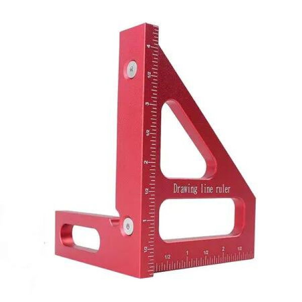 3D Multi Angle Measuring Ruler, Miter Triangle Ruler High Precision Layout Measuring Tool, Red, Imperial, Inch