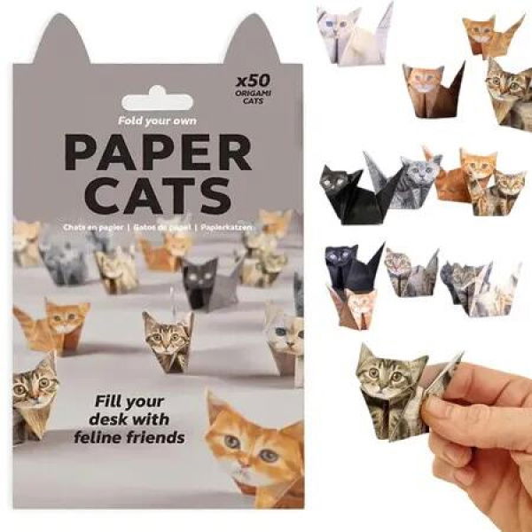 3D Origami Paper Cats,50 Sheets DIY Origami Paper,Fun Creative Art Project,Desk Decor and Gift for Pet Lovers (Cat Design)