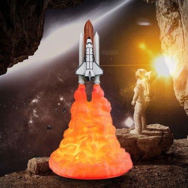 3D Print Rocket Lamp Space Shuttle Lamp Night Light Moon Lamp Materials With USB Rechargeable For Rocket Lovers