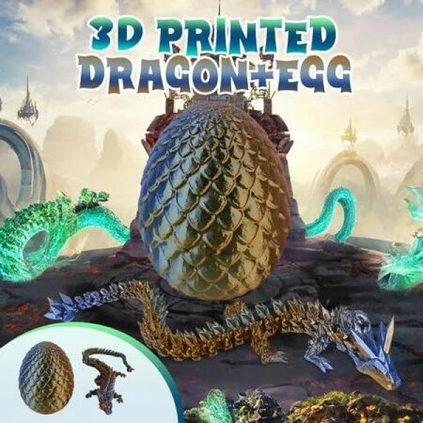 3D Printed Dragon Egg Articulated Crystal Fidget Toys Mystery Laser Printing Easter Birthday Christmas Gift for Autism Children Multicolour Model