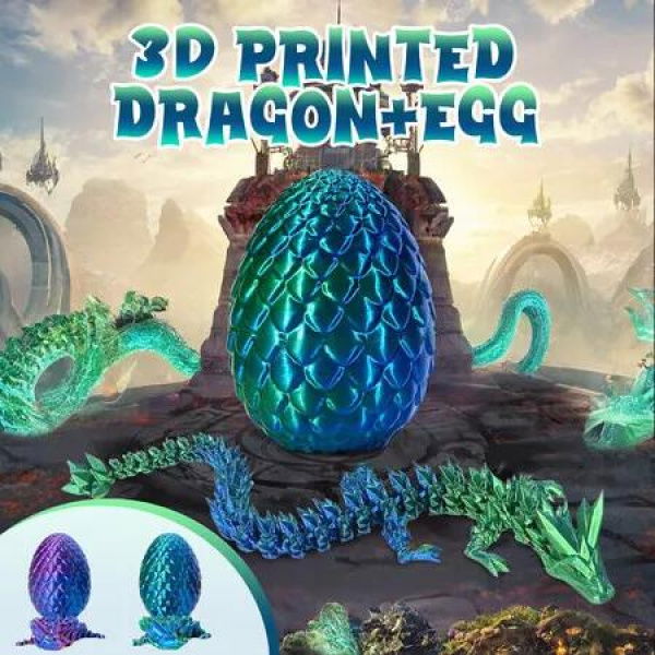 3D Printed Dragon Egg Flexible Laser Fidget Toy Home Office Desk Decor Figurine Articulated Model Surprise Gift Autism