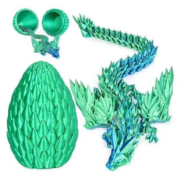 3D Printed Dragon Eggs with Articulated Fly Dragon Inside,Collectible Figurines Fidget Toy Birthday Christmas Gifts for Boys Girls 1 Pack Blue Green