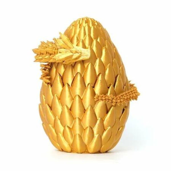 3D Printed Easter Dragon Egg Gold Surprise Basket Essentials with 12In Flexible Crystal Dragon Inside,Easter Basket Stuffers,3D Printed Gift Toy